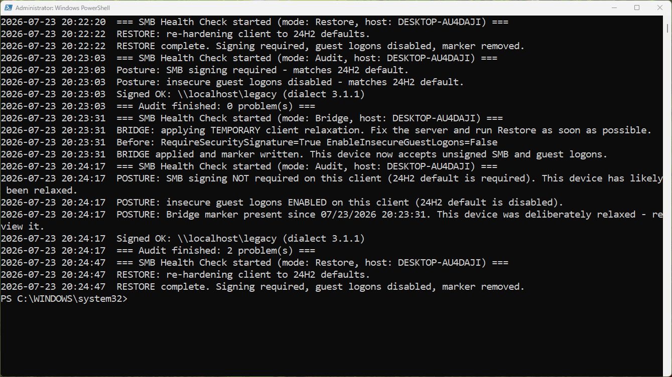 The log: every run timestamped in one file